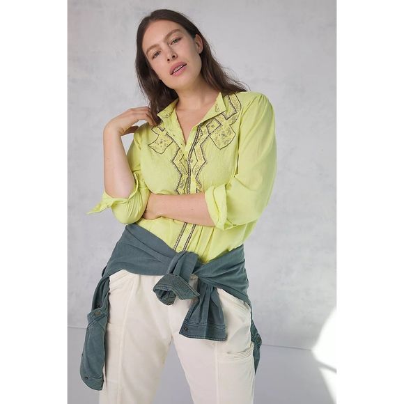 Anthropologie Pilcro Nayeli Beaded Buttondown Size S. B-5